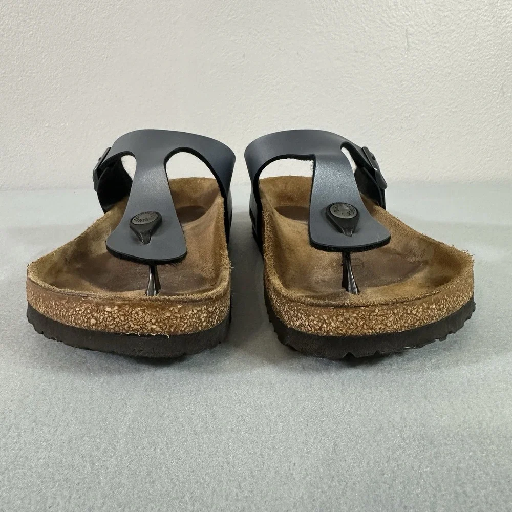 Birkenstock Gizeh Birko Flor Sandals Blue Onyx Womens Size L8 M6 EU 39